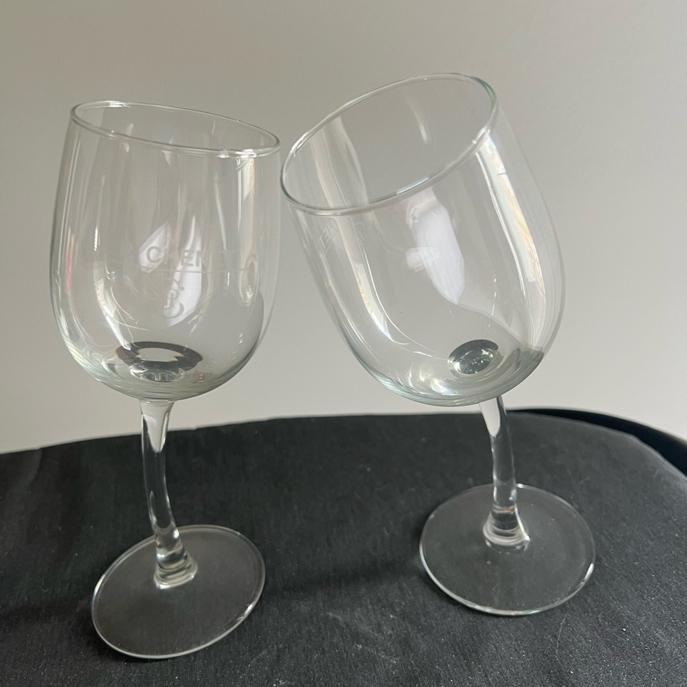 2 J P Chenet wonky wine glasses